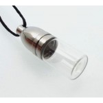 Small Empty Glass Vial Mojo Bottle Pendant with Silver Screw Cap